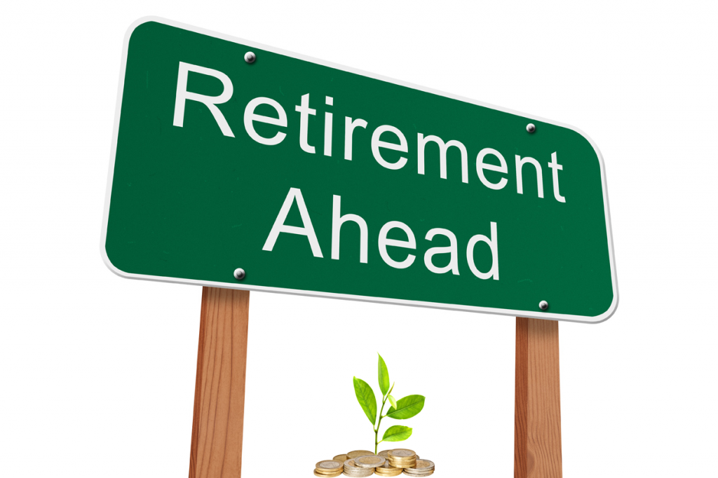 RetirementAheadGreenRoadSignZGoldCoins_72DPI_ISO_shutterstock_207355798